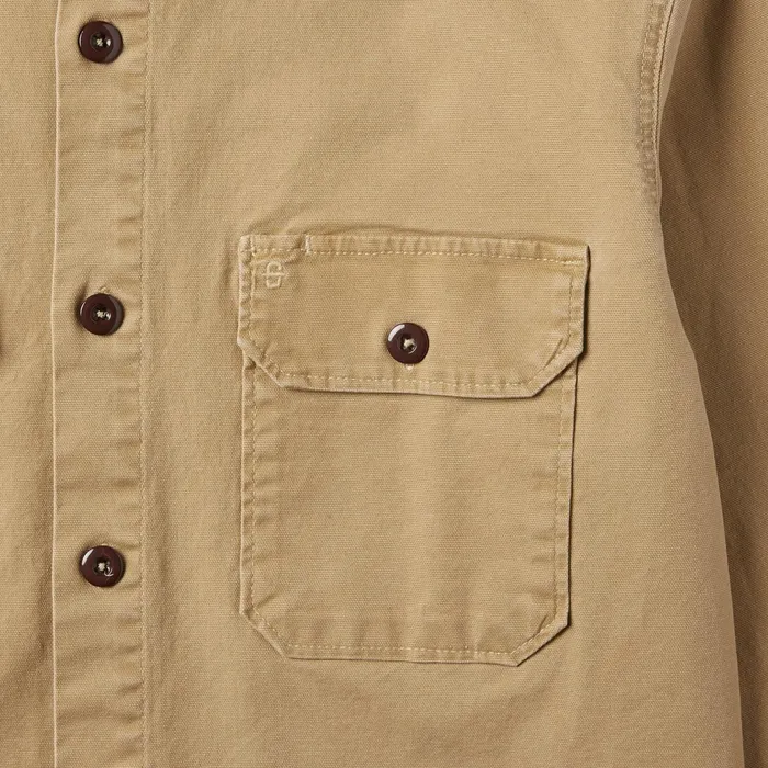 Stetson Jackets Men Camel Stretch Canvas Shirt Jacket Brown