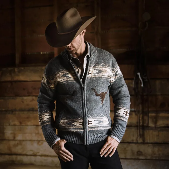 Stetson Jackets Men Longhorn Cardigan Grey