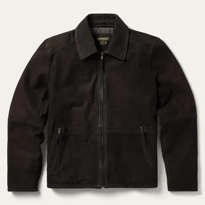 Stetson Jackets Men Zip Front Suede Leather Jacket Brown