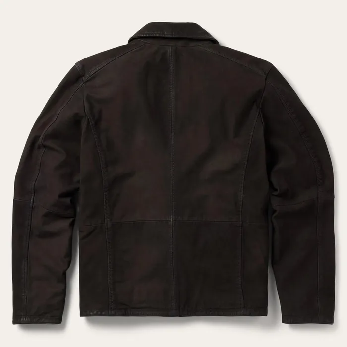 Stetson Jackets Men Zip Front Suede Leather Jacket Brown