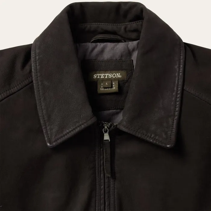 Stetson Jackets Men Zip Front Suede Leather Jacket Brown