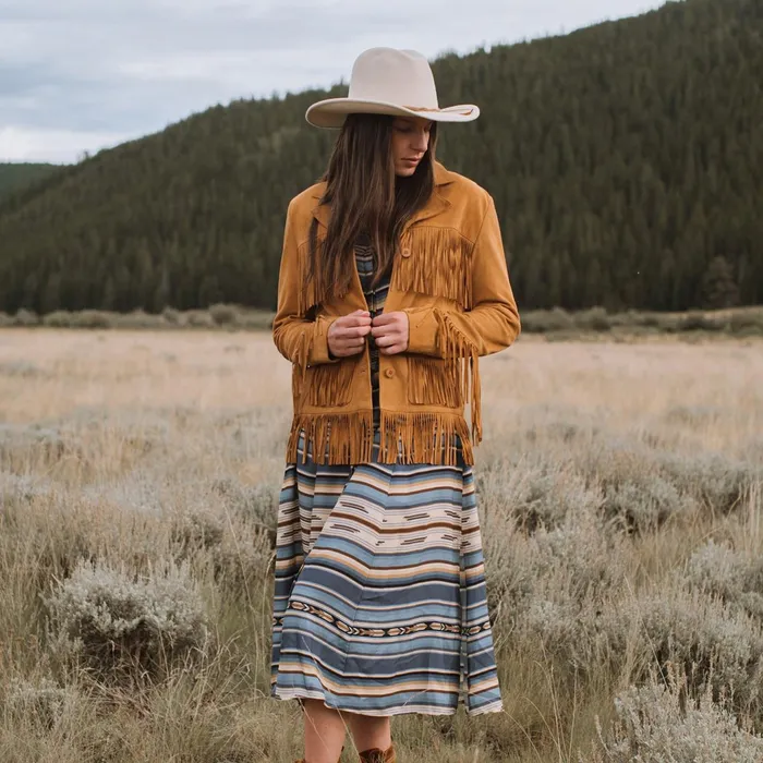 Stetson Jackets Women Fringe Suede Jacket Tan
