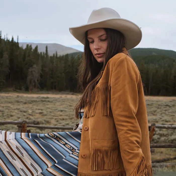 Stetson Jackets Women Fringe Suede Jacket Tan