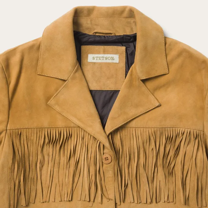 Stetson Jackets Women Fringe Suede Jacket Tan