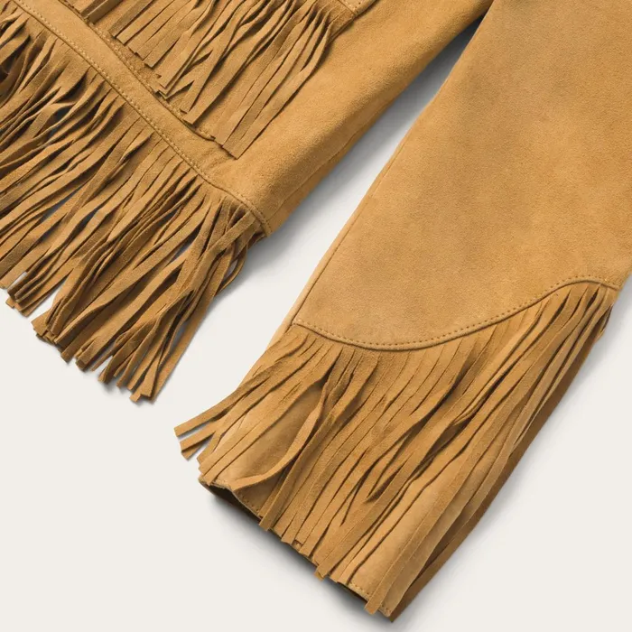 Stetson Jackets Women Fringe Suede Jacket Tan