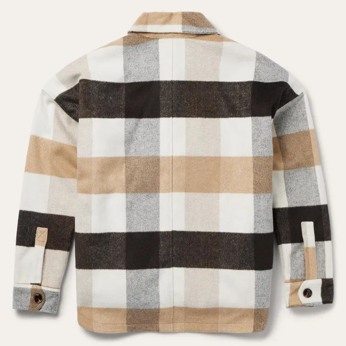 Stetson Jackets Women Oversize Plaid Shirt Jacket Brown
