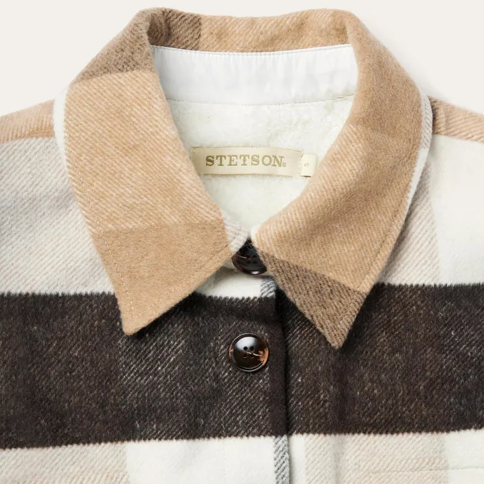 Stetson Jackets Women Oversize Plaid Shirt Jacket Brown