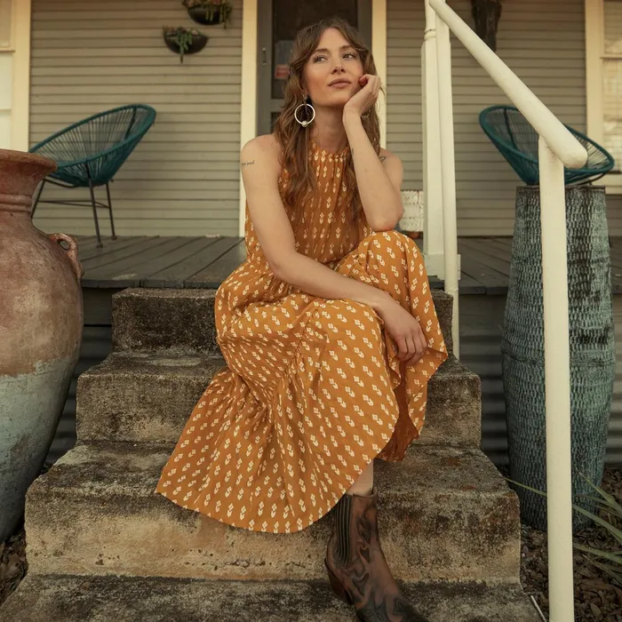 Stetson Midi Women Aztec Dress Yellow