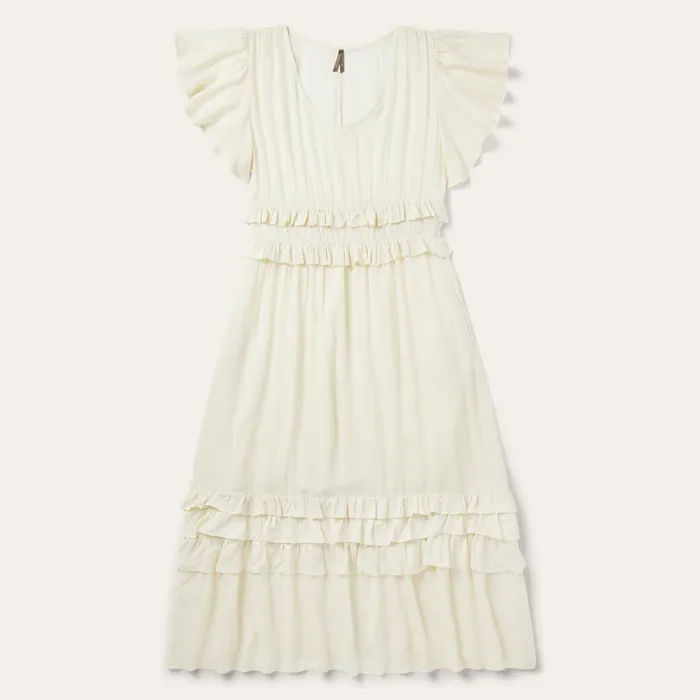 Stetson Midi Women Cream Herringbone Dress White