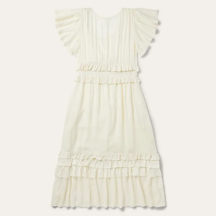 Stetson Midi Women Cream Herringbone Dress White
