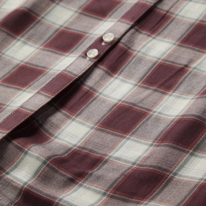 Stetson Midi Women Gaucho Plaid Prairie Shirt Dress Wine