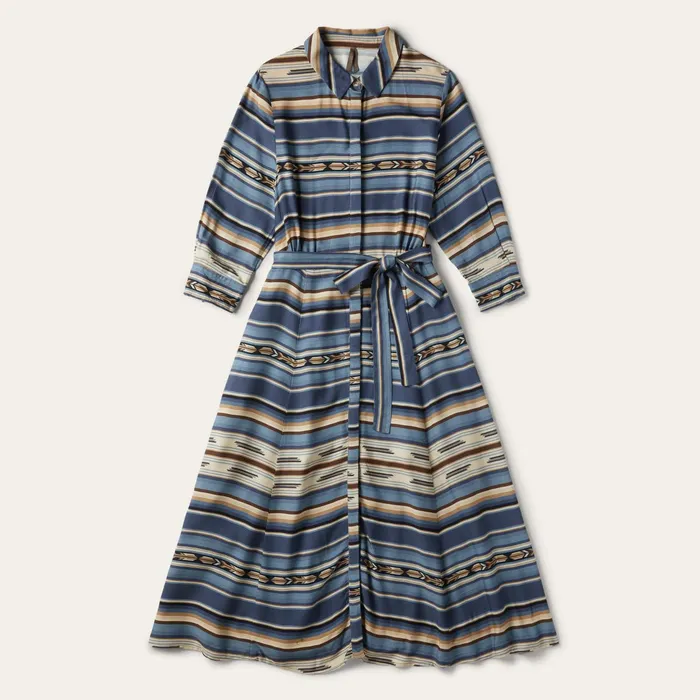Stetson Midi Women Indigo Serape Print Dress Blue