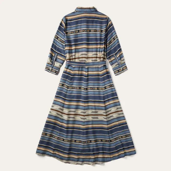 Stetson Midi Women Indigo Serape Print Dress Blue