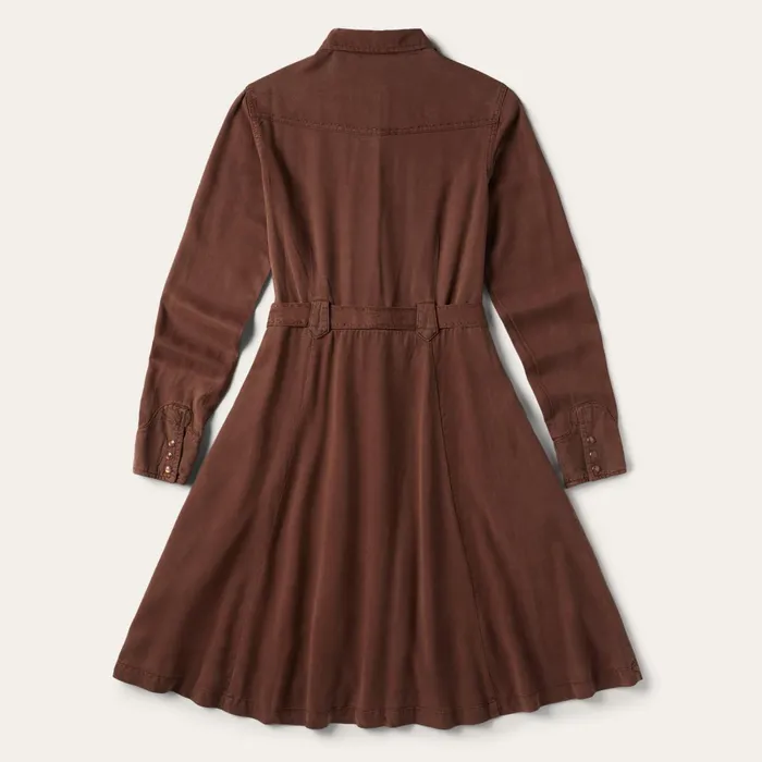 Stetson Midi Women Tobacco Tencel Western Dress Brown