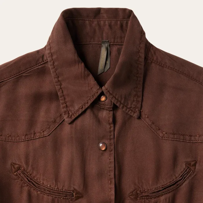 Stetson Midi Women Tobacco Tencel Western Dress Brown