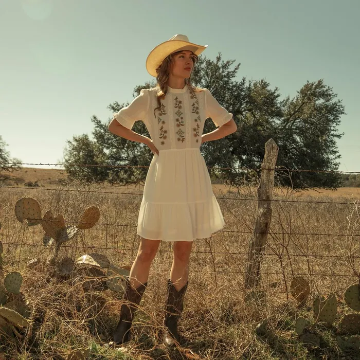 Stetson Mini Women Flat Weave Dress White