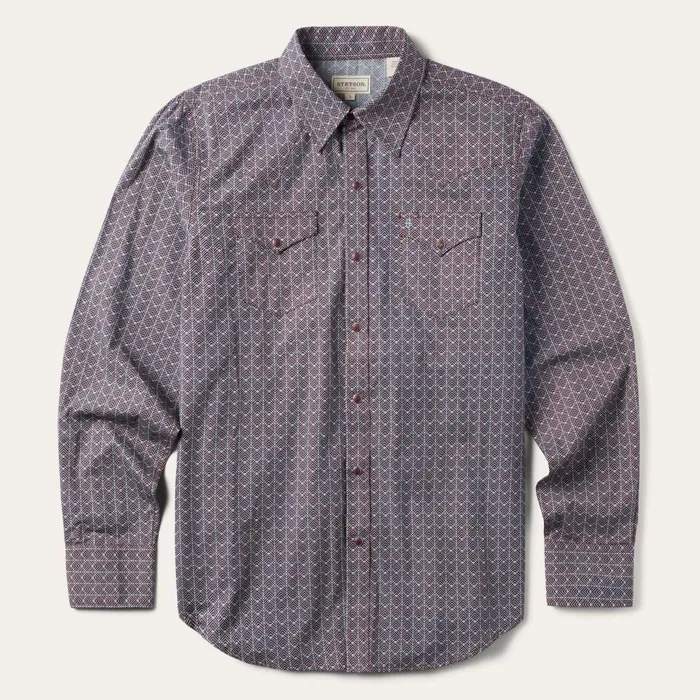 Stetson Modern Cut Men Chevron Grid Shirt Chevron Grid Shirt
