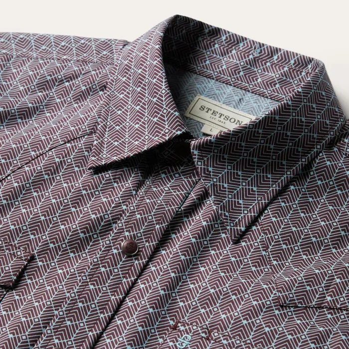 Stetson Modern Cut Men Chevron Grid Shirt Chevron Grid Shirt