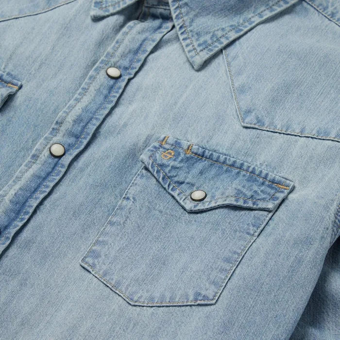 Stetson Modern Cut Men LongSleeved Denim Shirt Blue