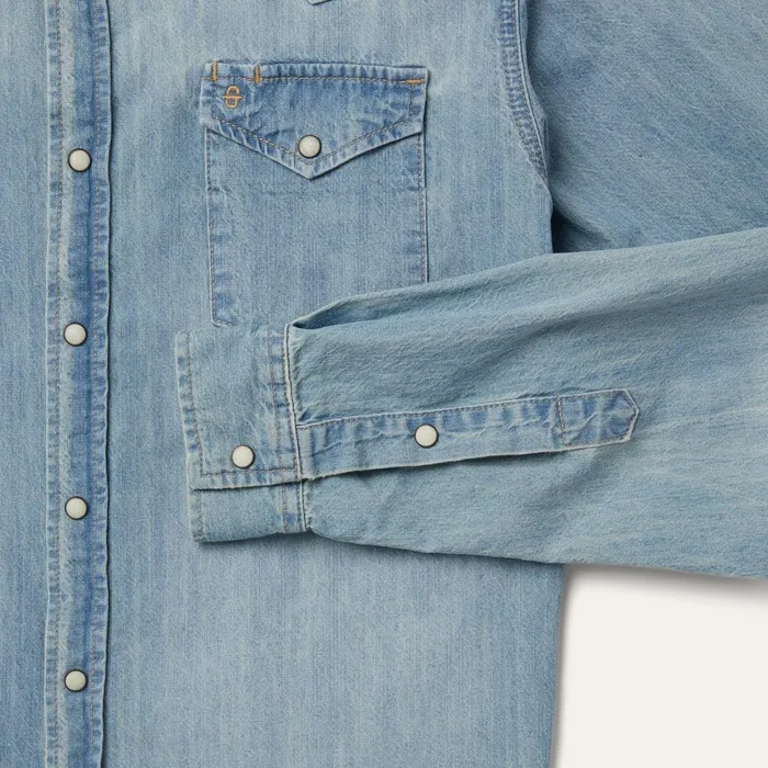 Stetson Modern Cut Men LongSleeved Denim Shirt Blue