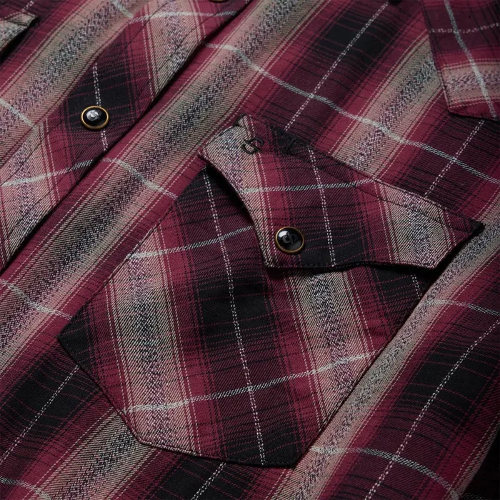 Stetson Modern Cut Men Red Marl Plaid Western Shirt Red