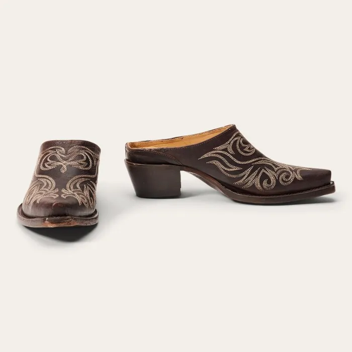 Stetson Mules Women Adley Vintage Finished Leather Mules Brown