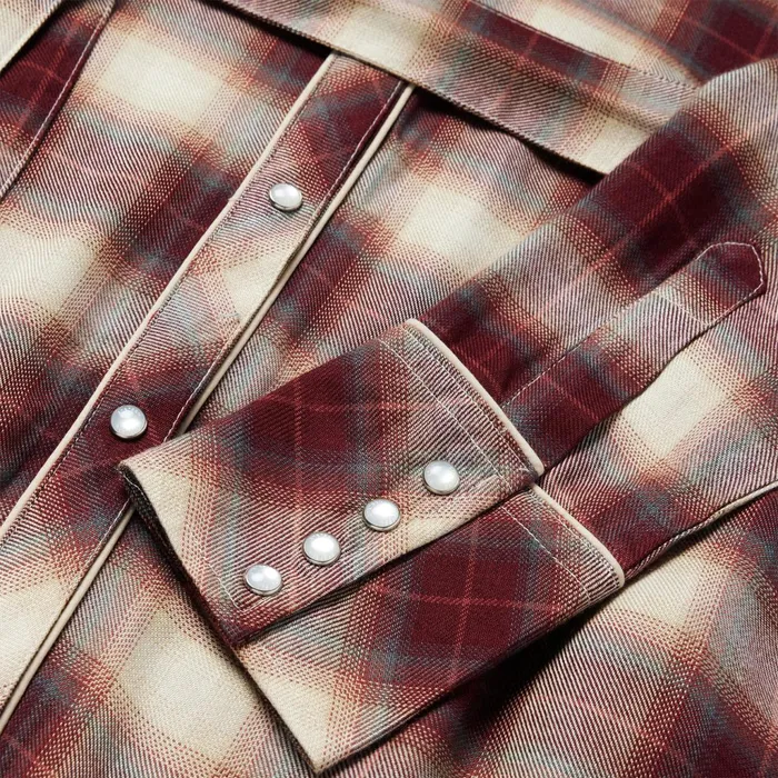 Stetson Shirt Dresses Women Black Cherry Plaid Shirt Dress Red