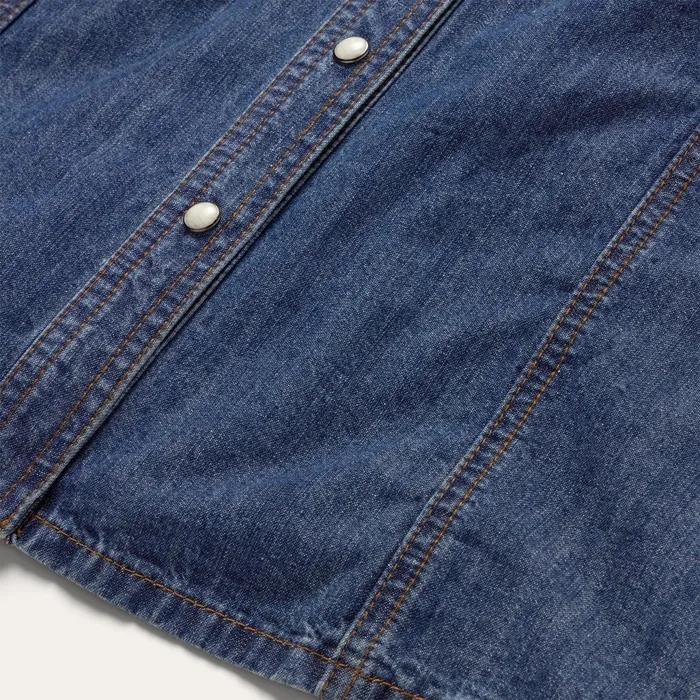 Stetson Shirt Dresses Women Dark Blue Denim Shirt Dress Blue