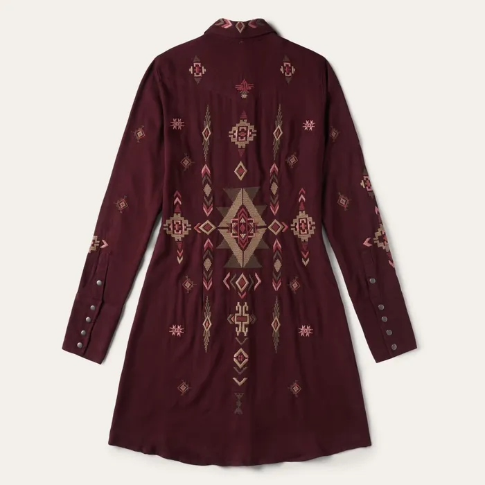 Stetson Shirt Dresses Women Embroidered Shirt Dress Wine