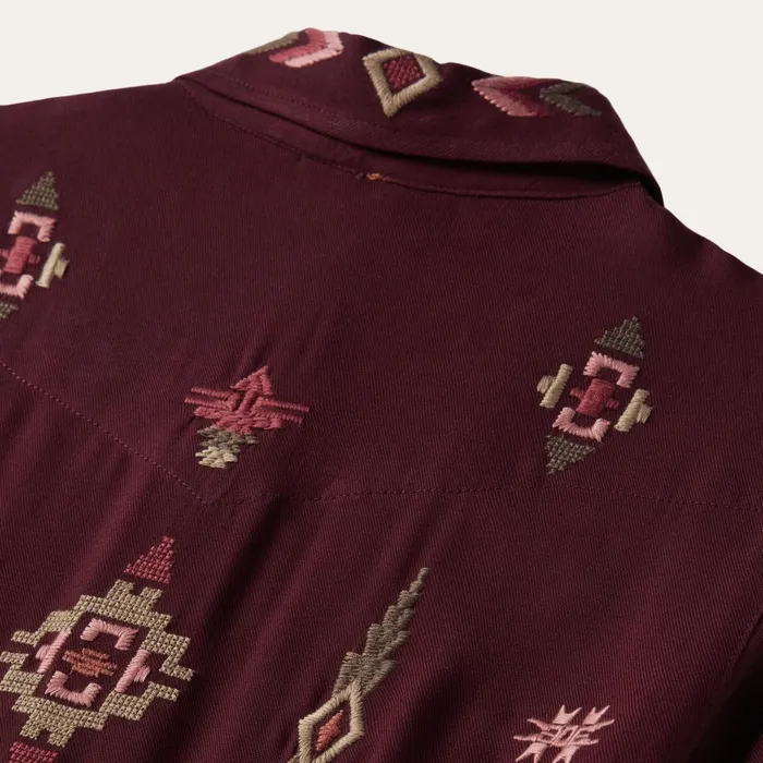 Stetson Shirt Dresses Women Embroidered Shirt Dress Wine