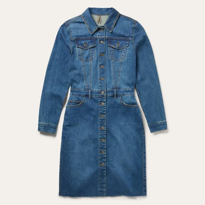 Stetson Shirt Dresses Women Premium Denim Shirt Dress Blue
