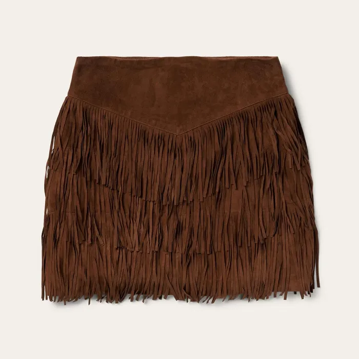 Stetson Skirts and Shorts Women Lamb Suede Fringe Mini Skirt Brown