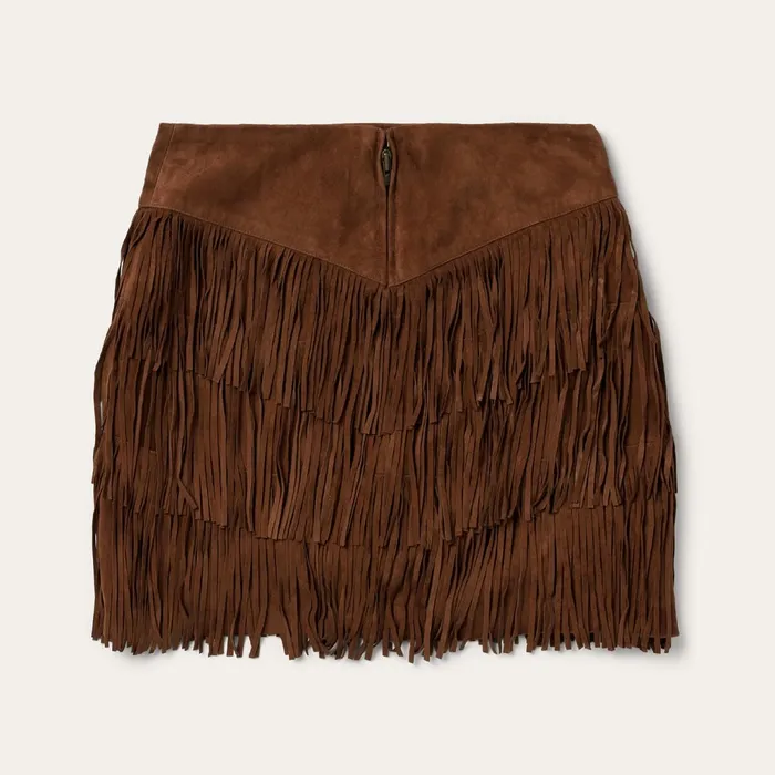 Stetson Skirts and Shorts Women Lamb Suede Fringe Mini Skirt Brown