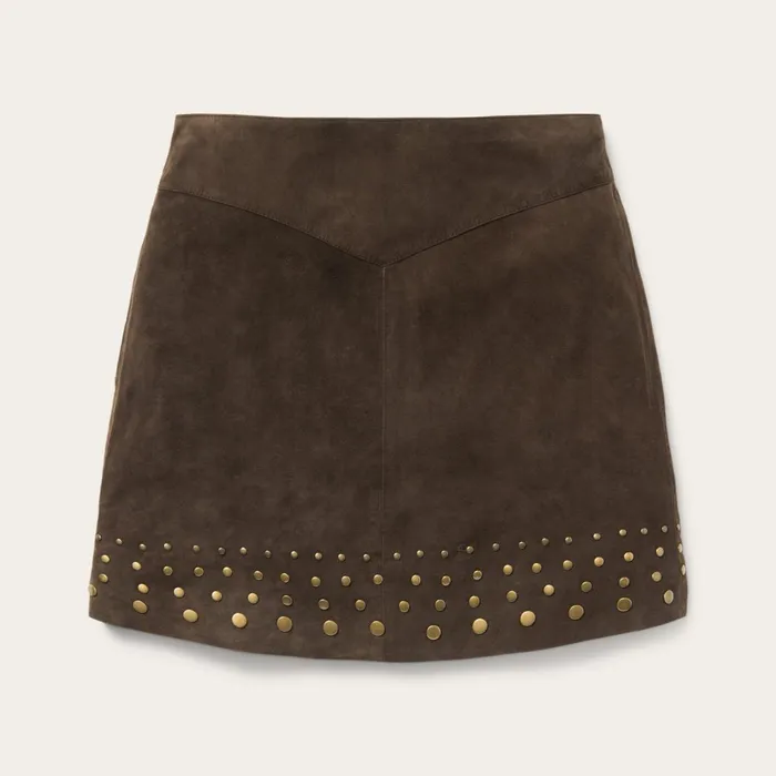 Stetson Skirts and Shorts Women Lamb Suede Skirt With Nailheads Brown