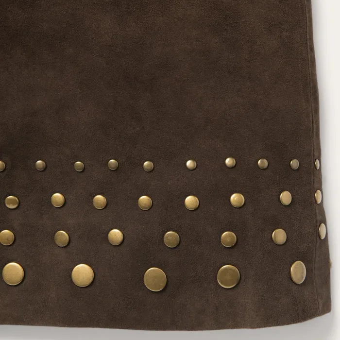 Stetson Skirts and Shorts Women Lamb Suede Skirt With Nailheads Brown Stetson Skirts and Shorts Women Lamb Suede Skirt With Nailheads Brown