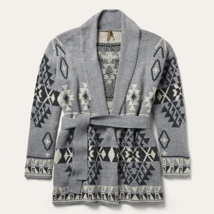 Stetson Sweaters Women Chunky Knit Tie Sweater In Grey Grey