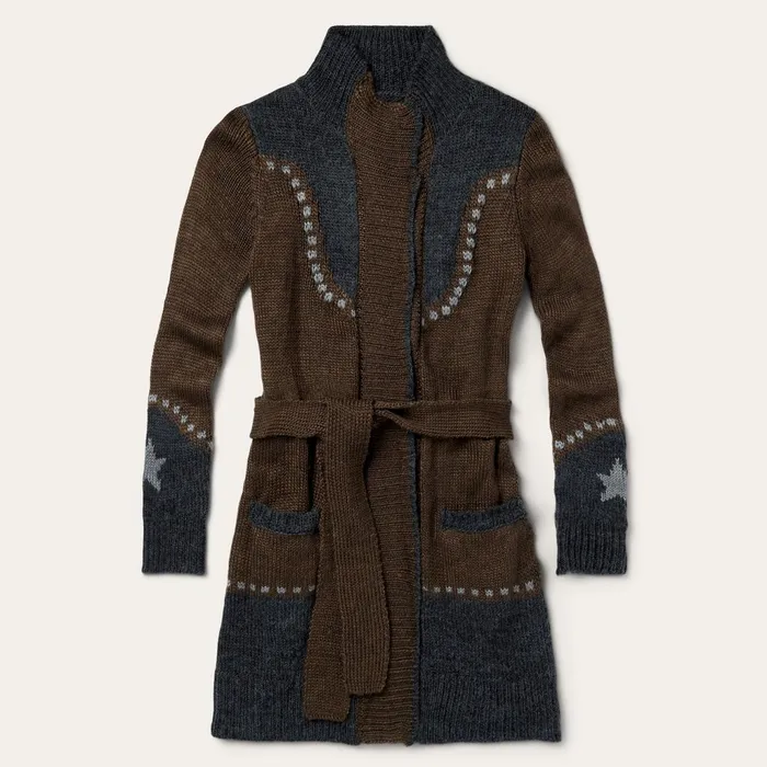 Stetson Sweaters Women Vintage Steer Head Cardigan Brown