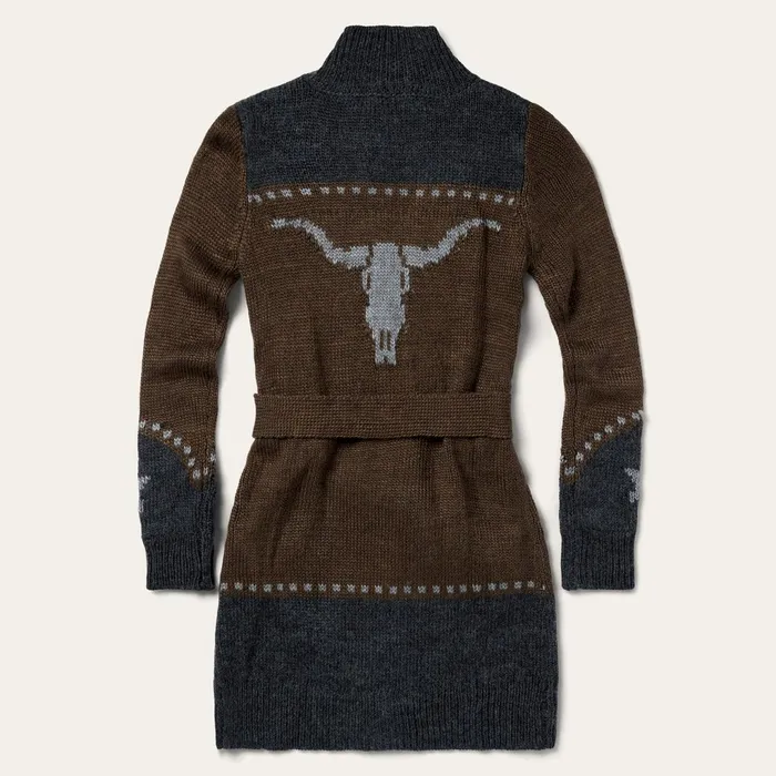 Stetson Sweaters Women Vintage Steer Head Cardigan Brown