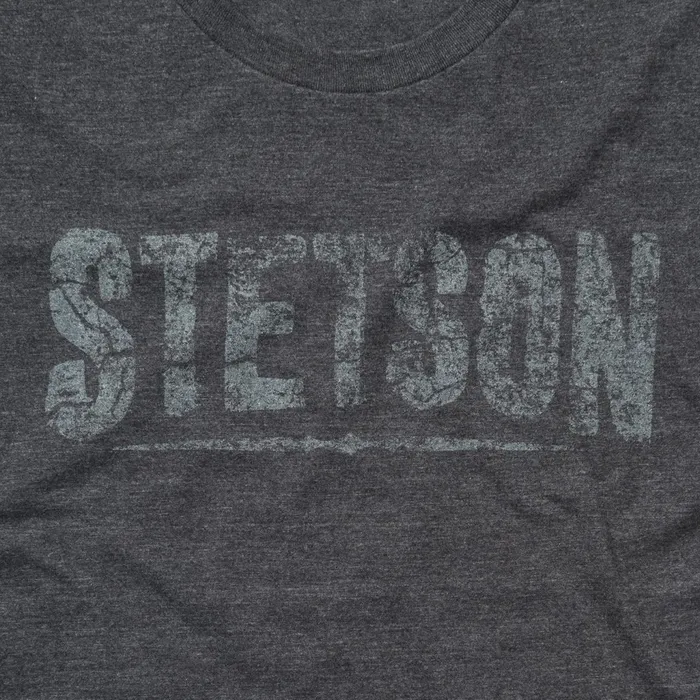 Stetson Tees Men Distressed Stetson Graphic Tee Grey