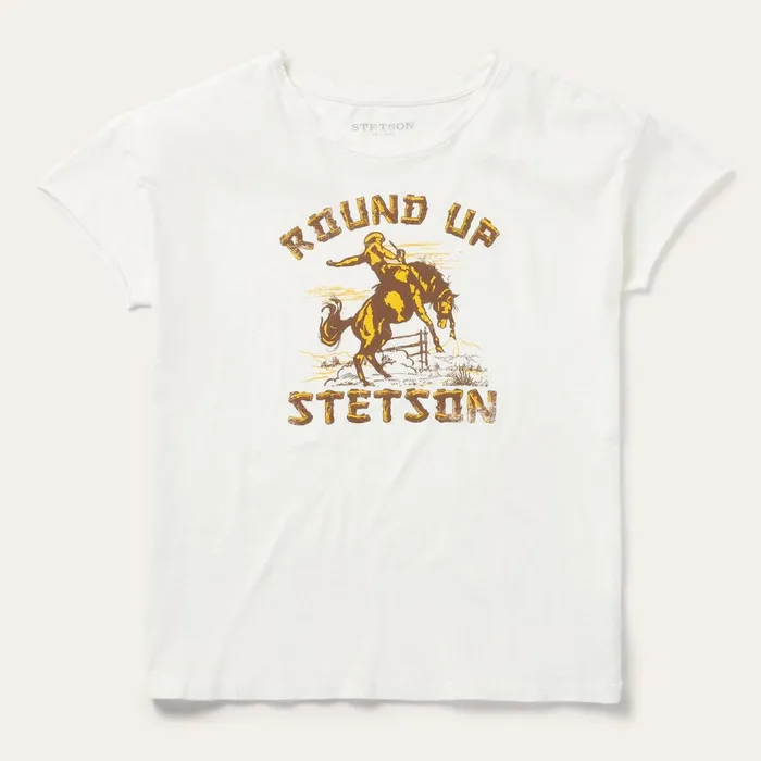 Stetson Tees Women Stetson Round Up Stetson Vintage Tee Official White
