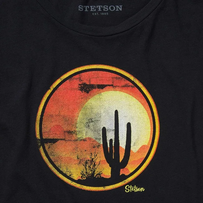 Stetson Tees Women Sunset Saguaro Graphic Tee Black