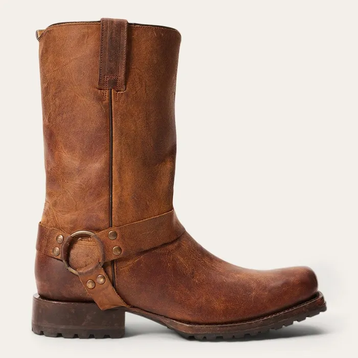 Stetson Western Men Heritage Harness Boots Oiled Brown