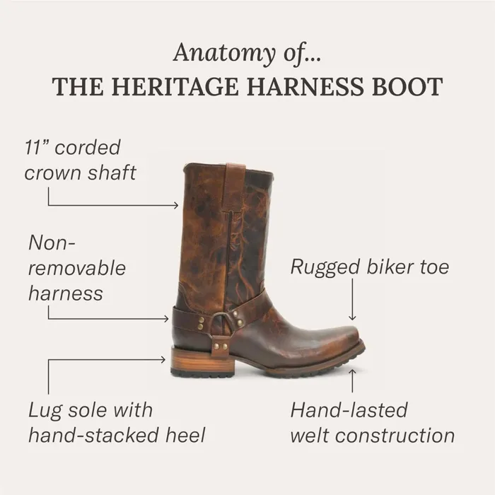 Stetson Western Men Heritage Harness Boots Oiled Brown