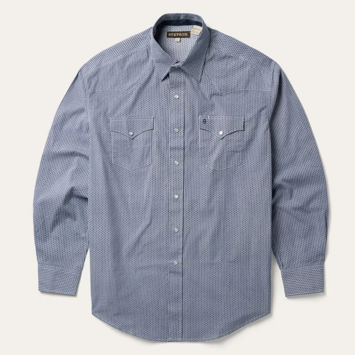 Stetson Western Shirts Men Blue Deco Geo Print Western Shirt Blue