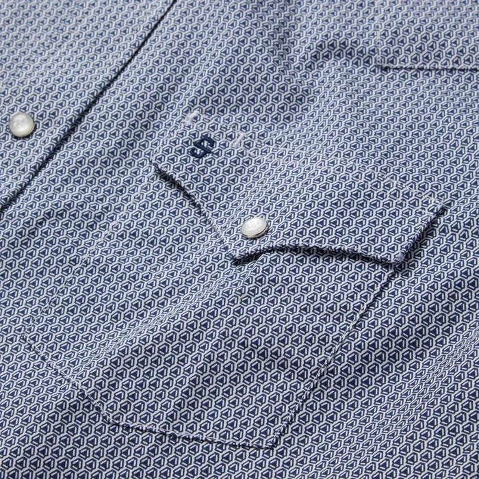 Stetson Western Shirts Men Blue Deco Geo Print Western Shirt Blue