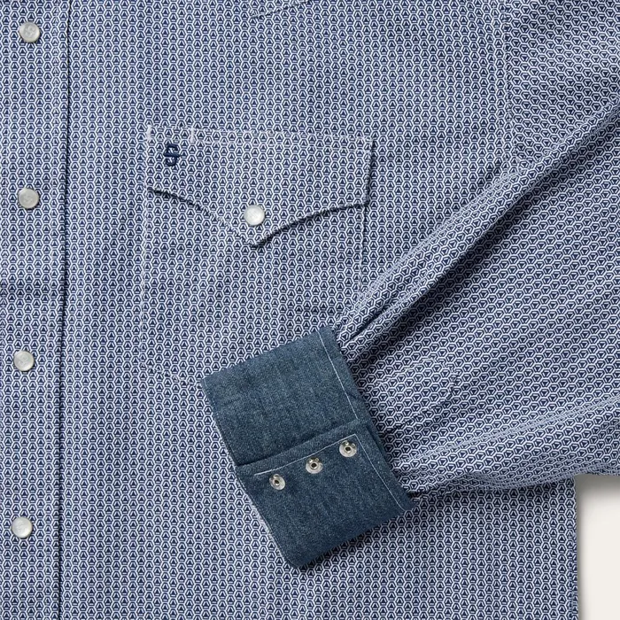 Stetson Western Shirts Men Blue Deco Geo Print Western Shirt Blue