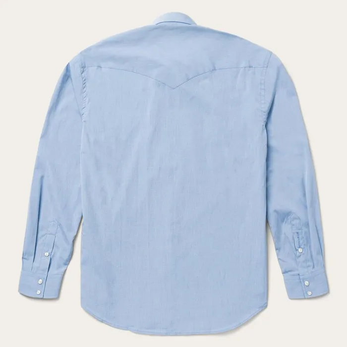 Stetson Western Shirts Men Blue End On End Solid Shirt Blue