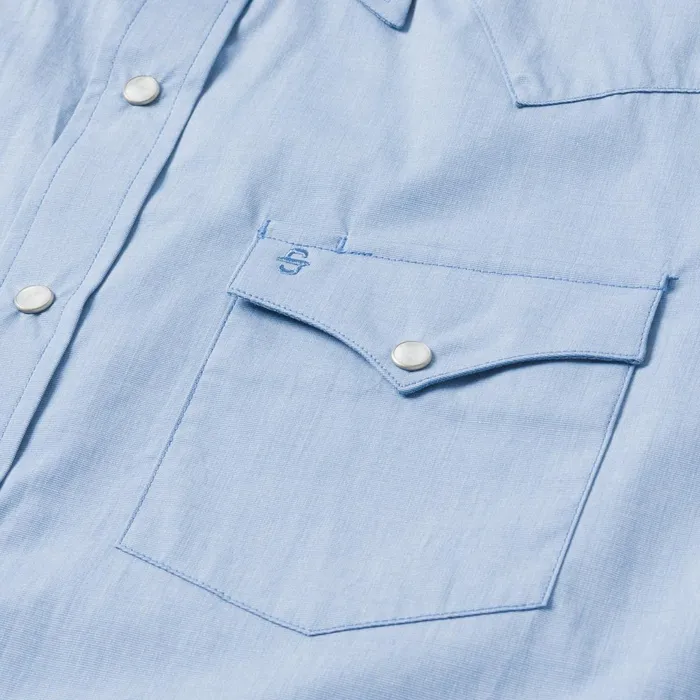 Stetson Western Shirts Men Blue End On End Solid Shirt Blue