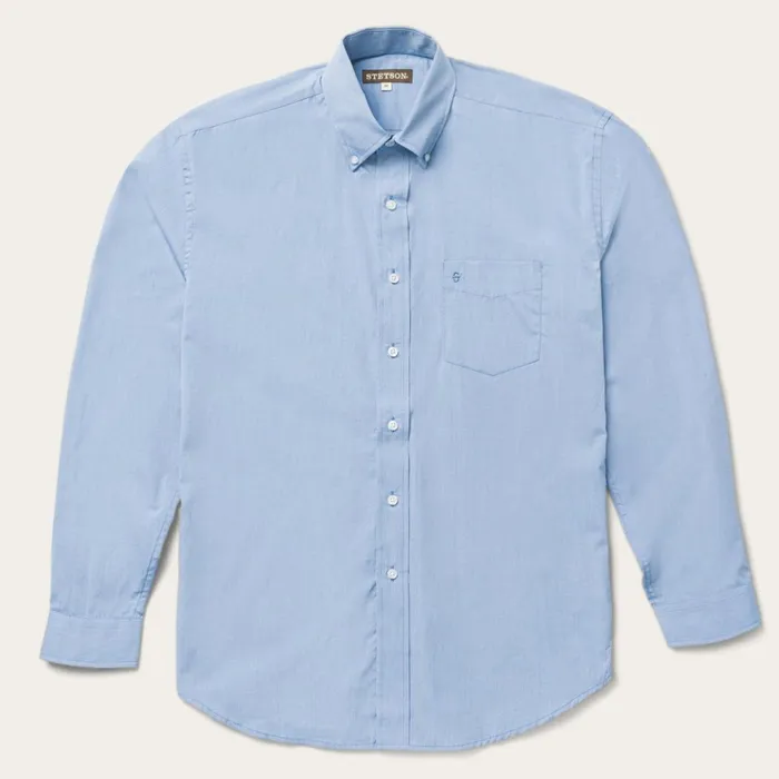 Stetson Western Shirts Men Blue Solid OnePocket SnapFront Shirt Blue