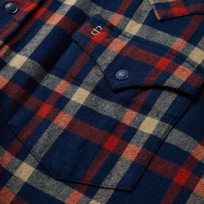 Stetson Western Shirts Men Brushed Twill Plaid Shirt Blue